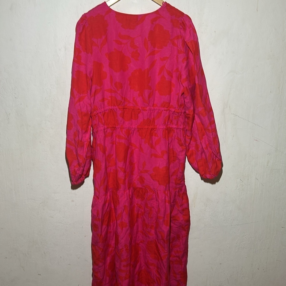 Kate Spade x Target Classic Rose Linen Midi Dress Pink/Red Size Large NWOT - Picture 6 of 12